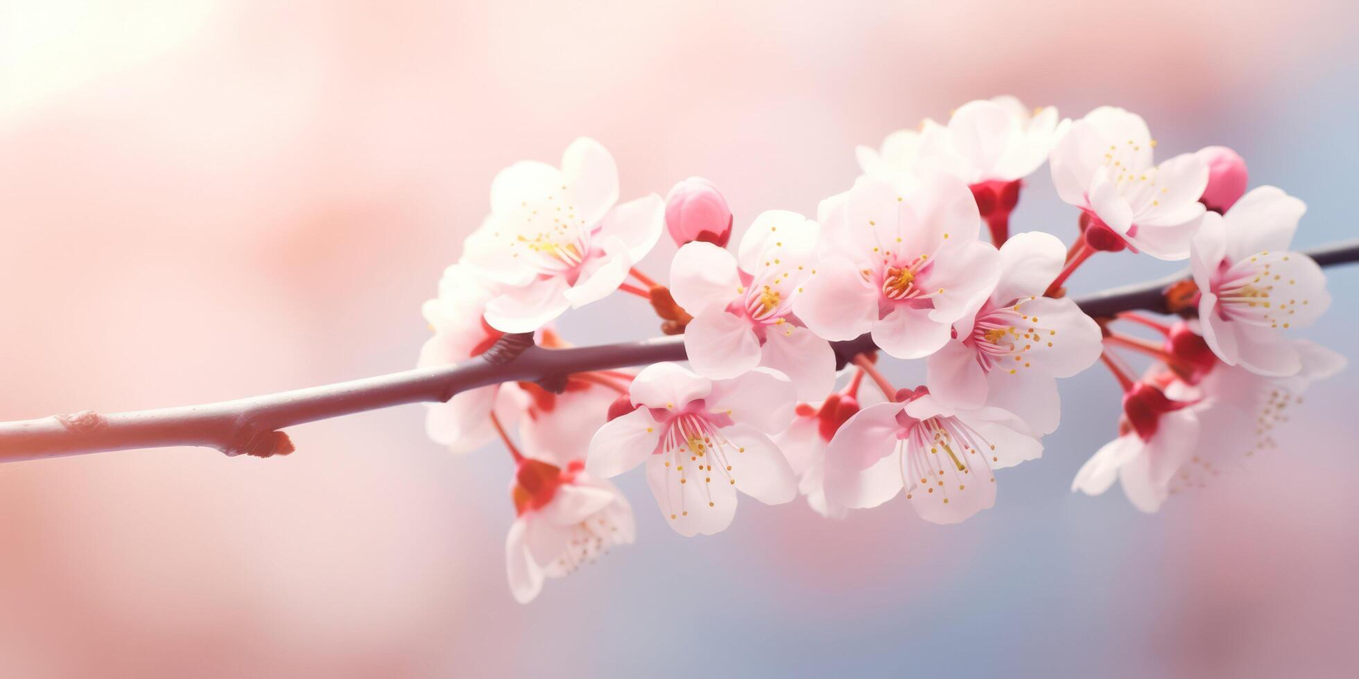 ai gegenereerd kers bloesem gevangen genomen in allemaal haar schoonheid foto