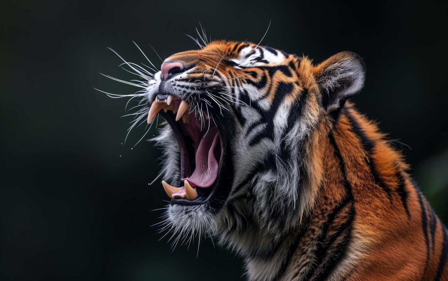 ai gegenereerd Bengalen tijger brullen profiel visie foto