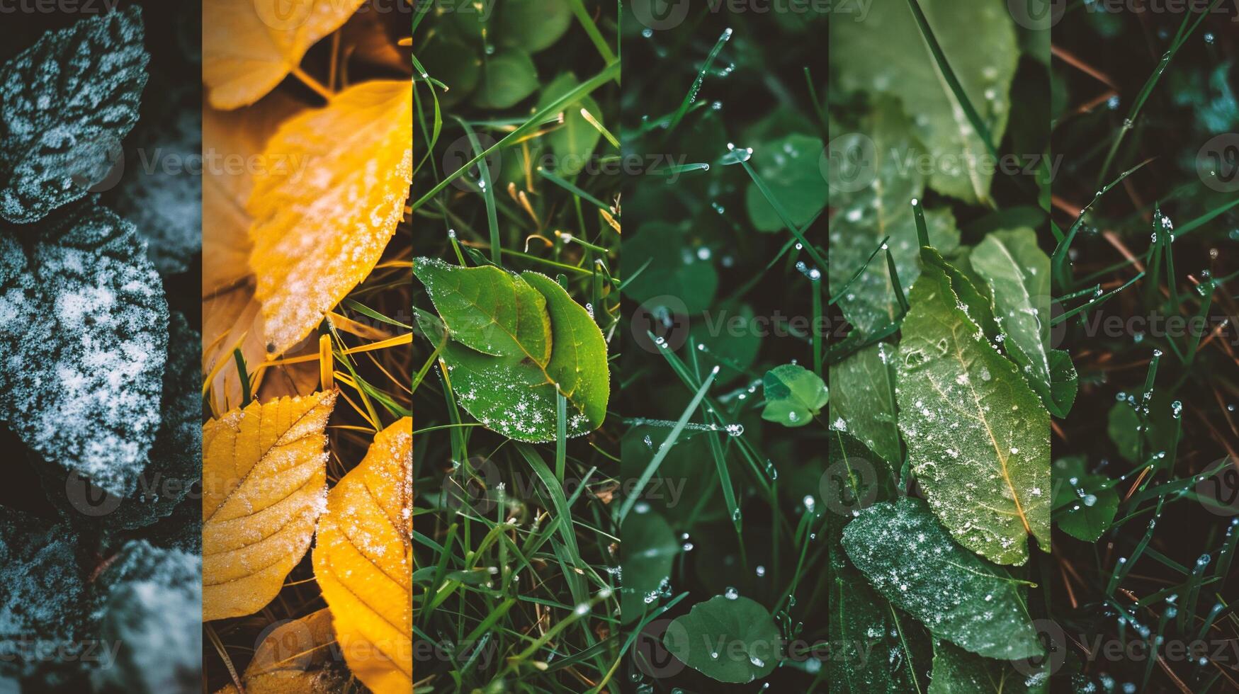 ai gegenereerd collage van seizoenen - lente, zomer, herfst en winter. foto