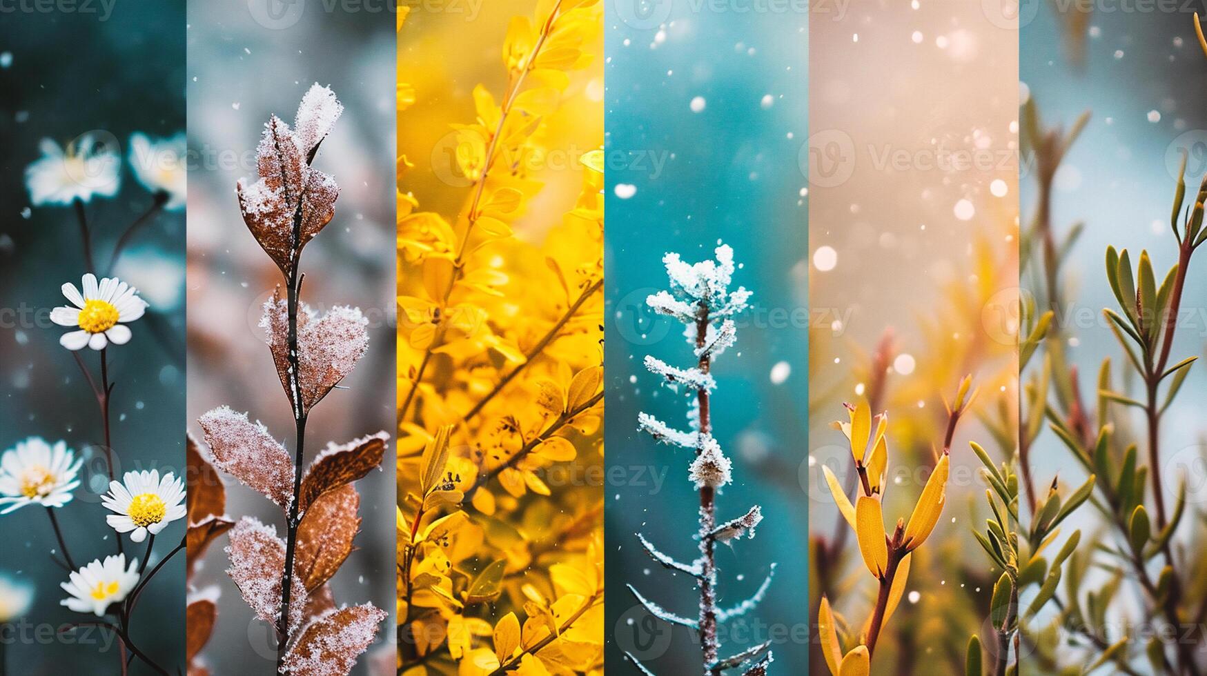 ai gegenereerd collage van seizoenen - lente, zomer, herfst en winter. foto