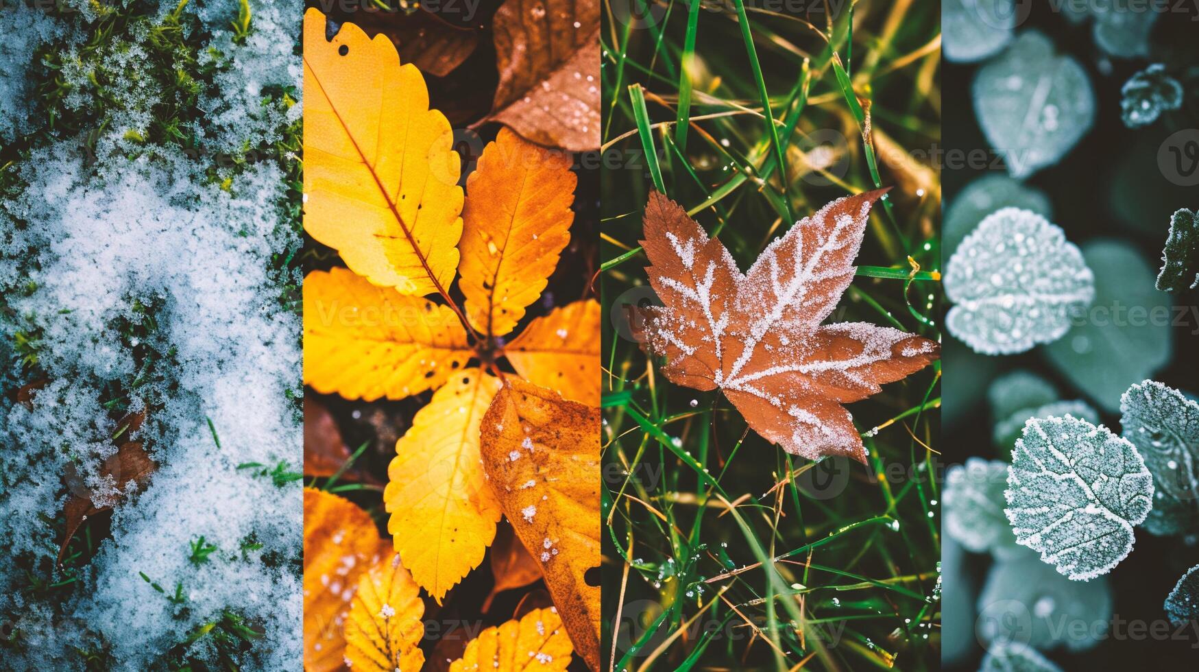 ai gegenereerd collage van seizoenen - lente, zomer, herfst en winter. foto