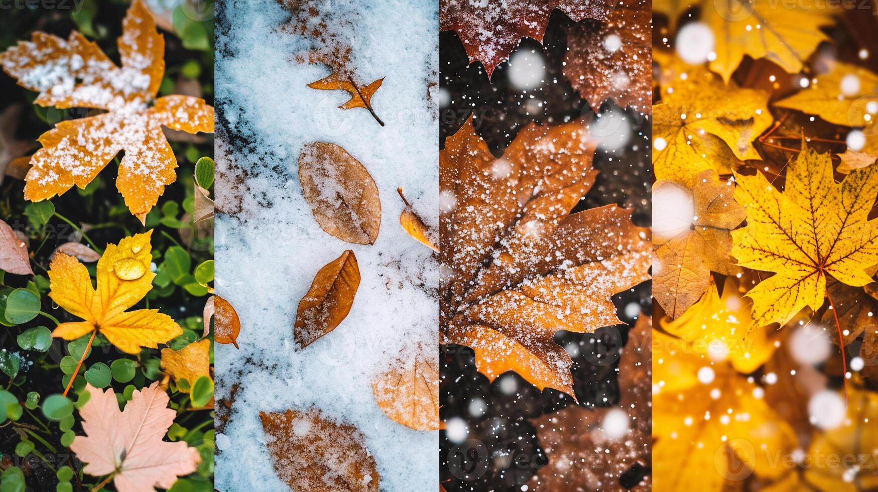 ai gegenereerd collage van seizoenen - lente, zomer, herfst en winter. foto