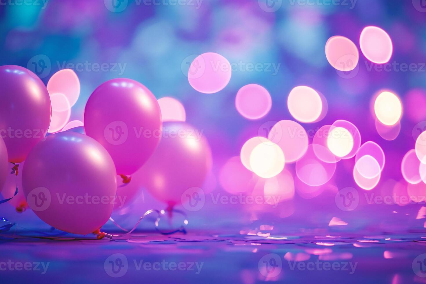 ai gegenereerd bundel van roze ballonnen Aan een Purper achtergrond met bokeh foto