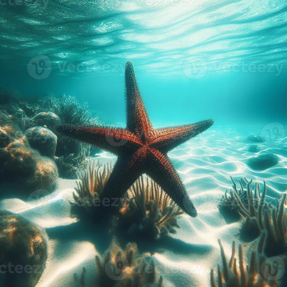 ai gegenereerd zeester. marinier leven. leven onderwater. foto