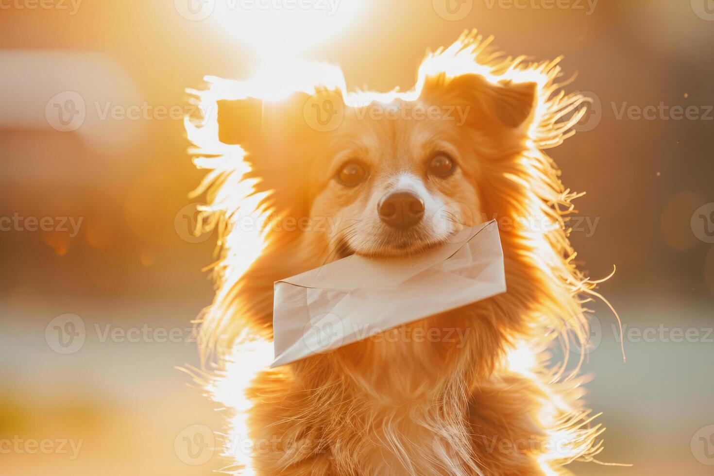 ai gegenereerd hond Holding een brief in haar mond. generatief ai foto