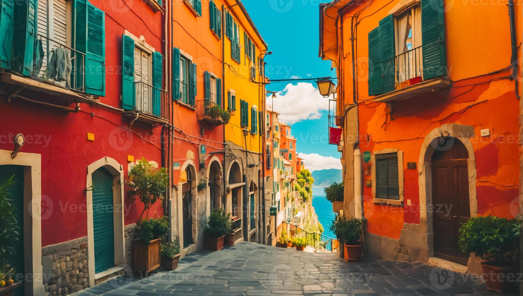 ai gegenereerd mooi straat cinque terre Italië foto