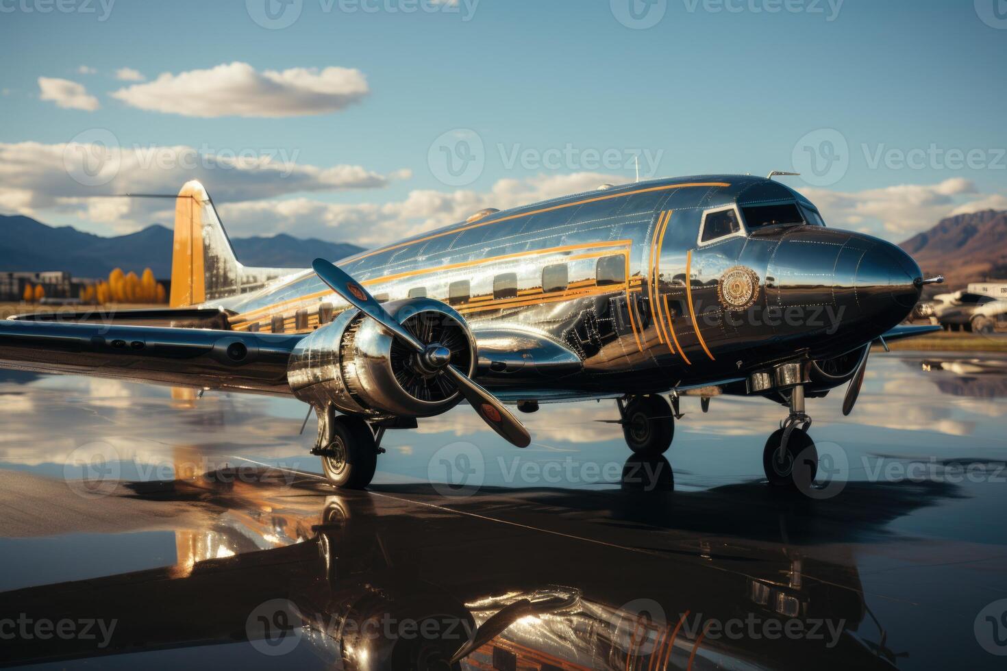 ai gegenereerd een groot passagier vliegtuig Aan een luchthaven landingsbaan foto