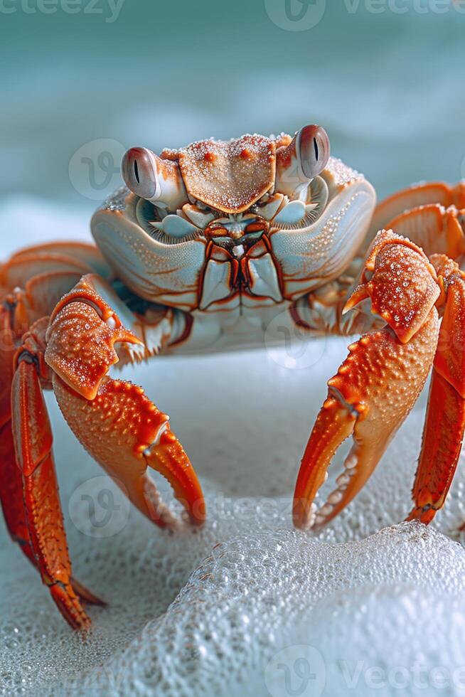 ai gegenereerd detailopname van een groot krab in haar natuurlijk leefgebied foto