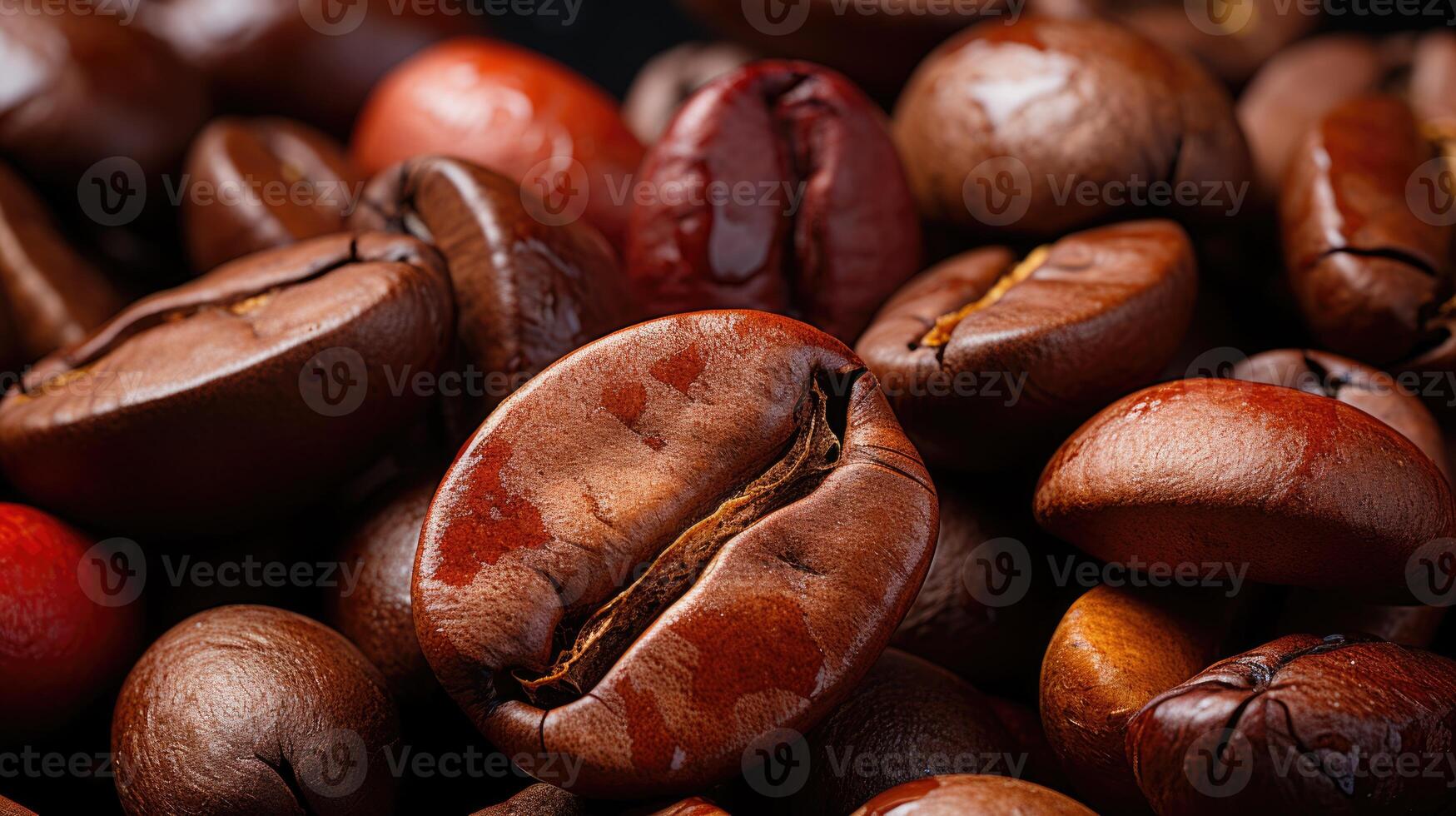 ai gegenereerd detailopname geroosterd koffie bonen. Colombiaanse koffie foto