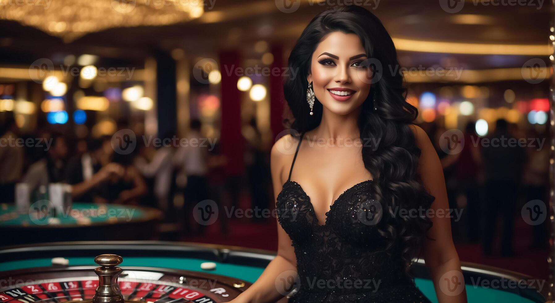 ai gegenereerd mooi meisje in een casino foto