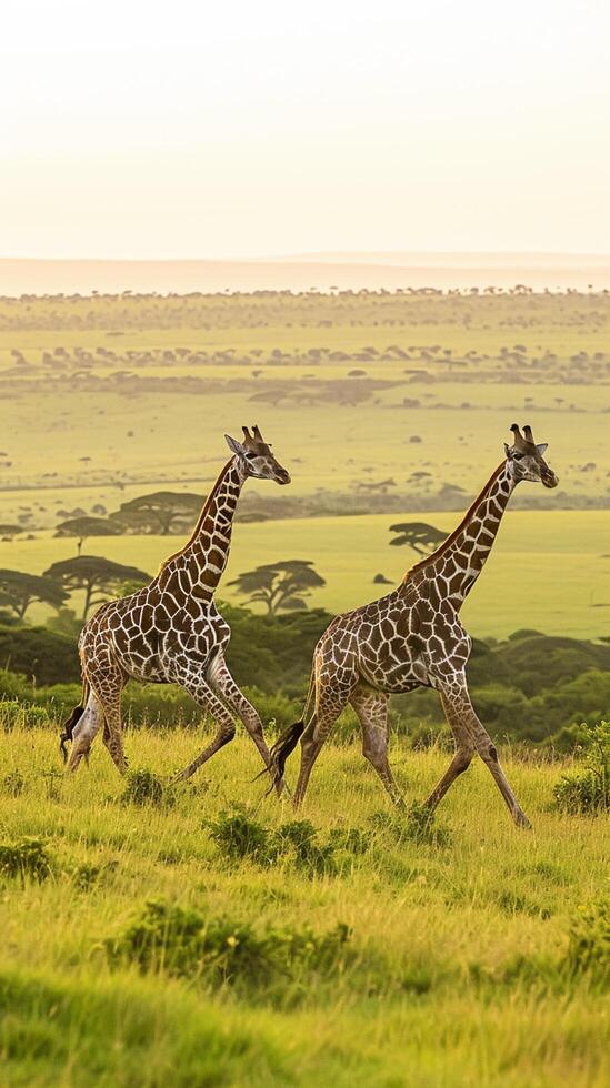 ai gegenereerd foto giraffe in natuurlijk milieu groen oerwoud ai gegenereerd