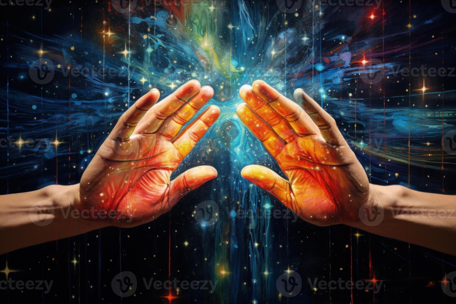 ai gegenereerd harmonisch artistiek handen symboliseren geestelijk verbindingen en mentaal vrede. foto