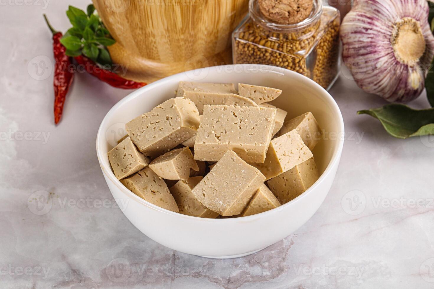 veganistisch keuken - biologisch tofu kaas foto