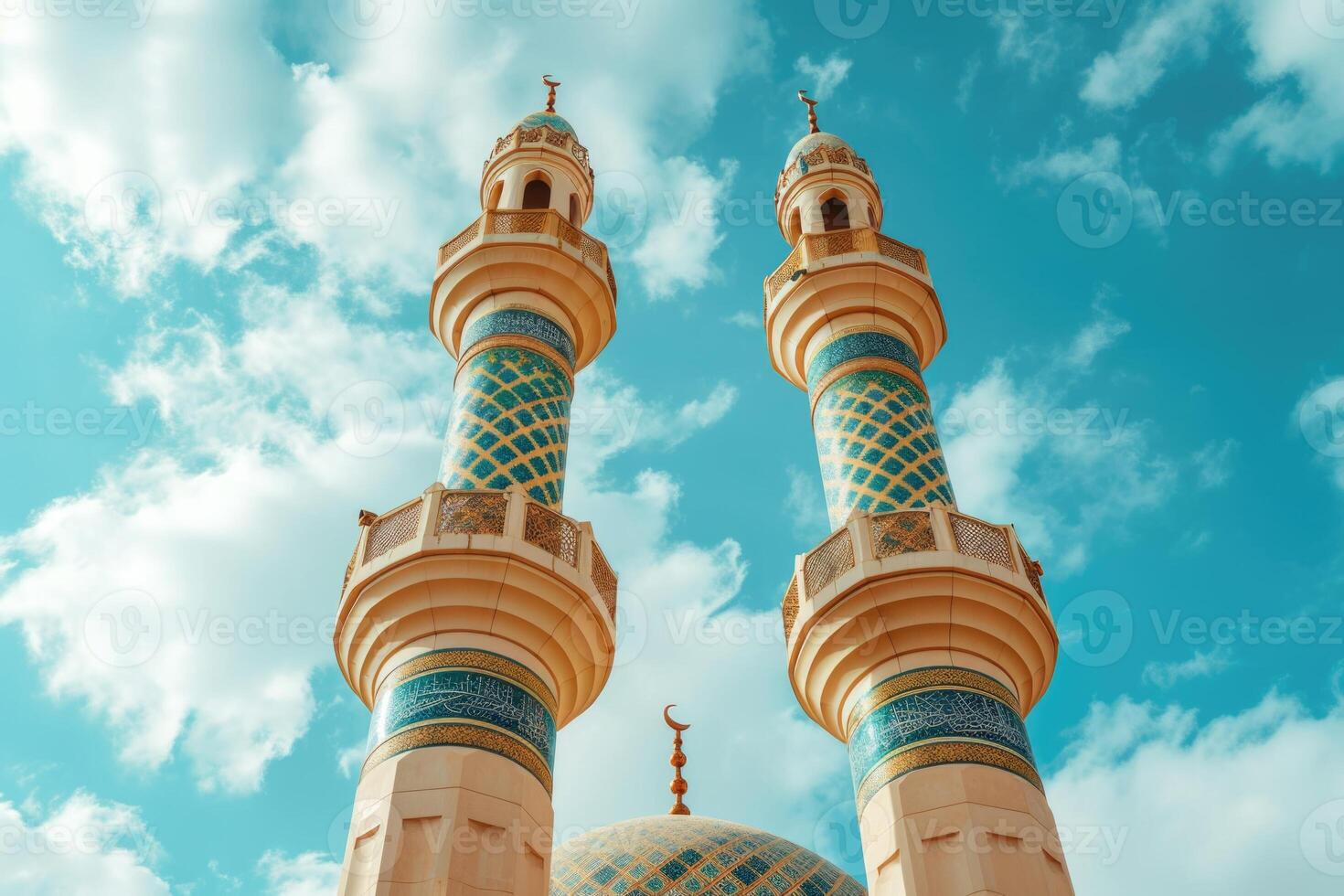 ai gegenereerd Islamitisch moskee ontwerp creatief minaret fotografie foto