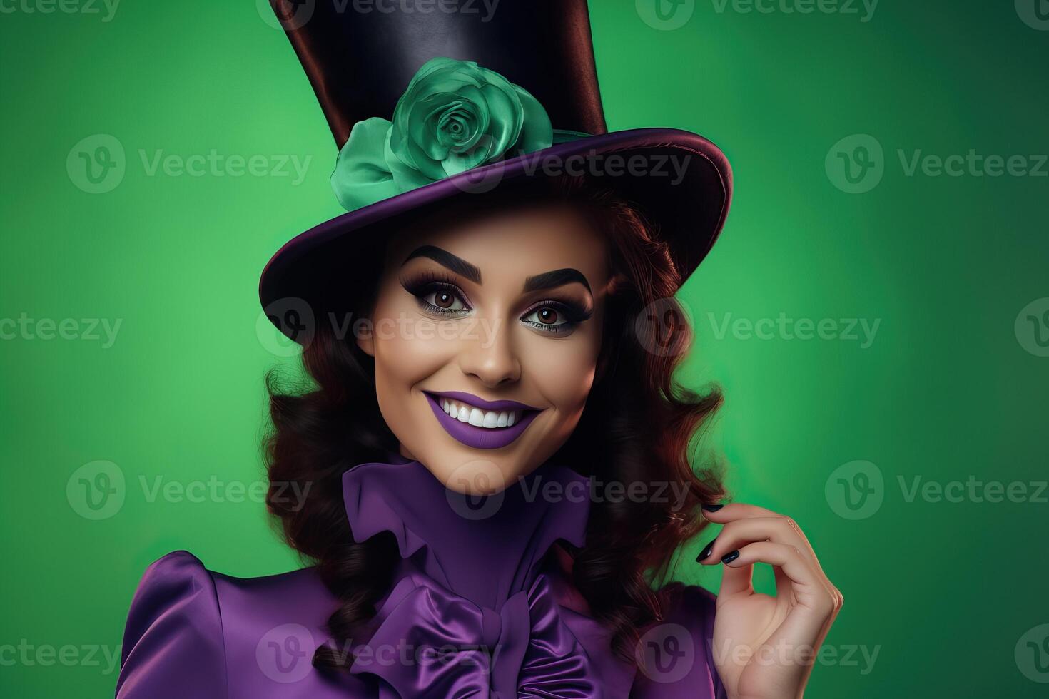 halloween partij met vrolijk hoedenmaker en spookachtig vrouw foto