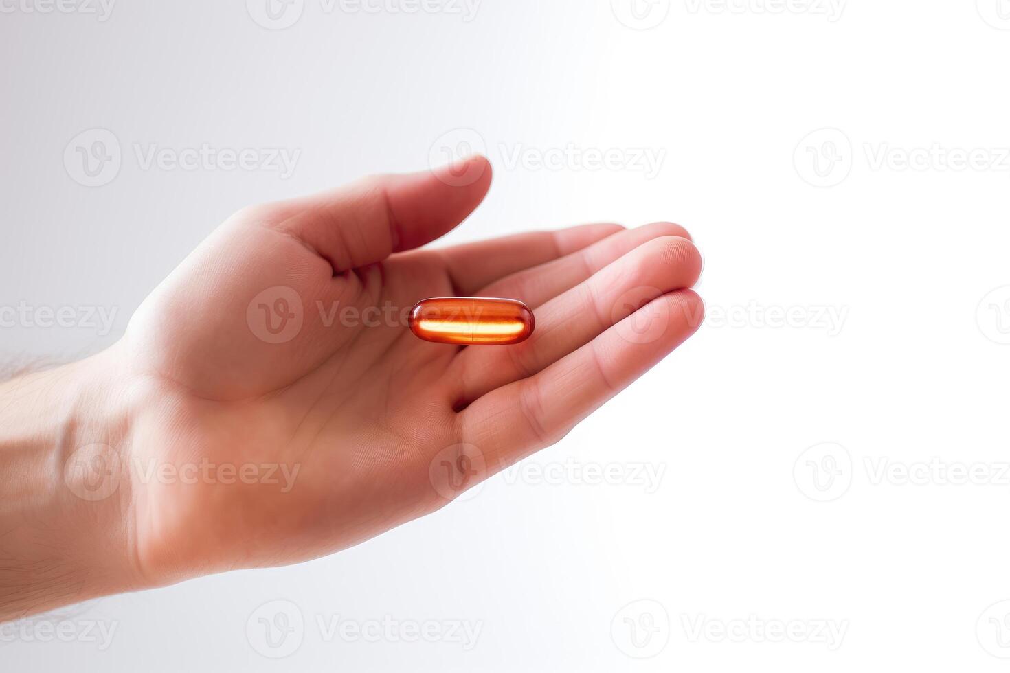 ai gegenereerd hand- Holding omega-3 pil. gezondheidszorg concept. foto