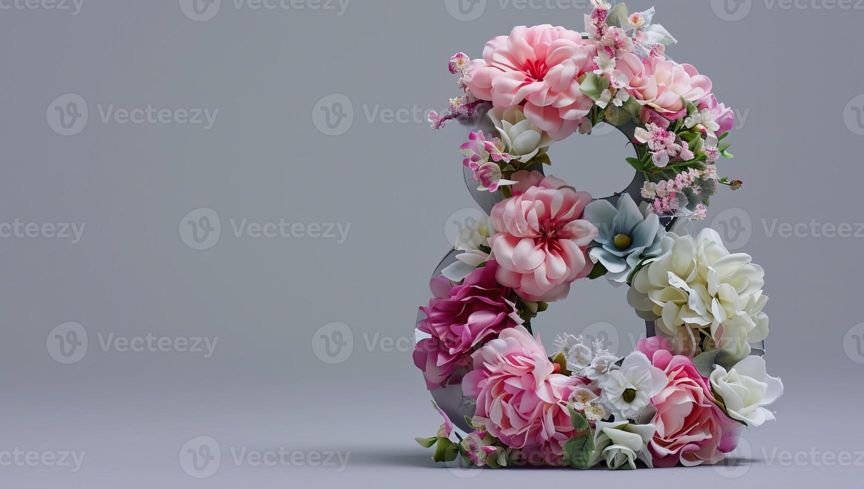 ai gegenereerd elegant bloemen aantal acht, 8 maart. Internationale vrouwen dag. foto