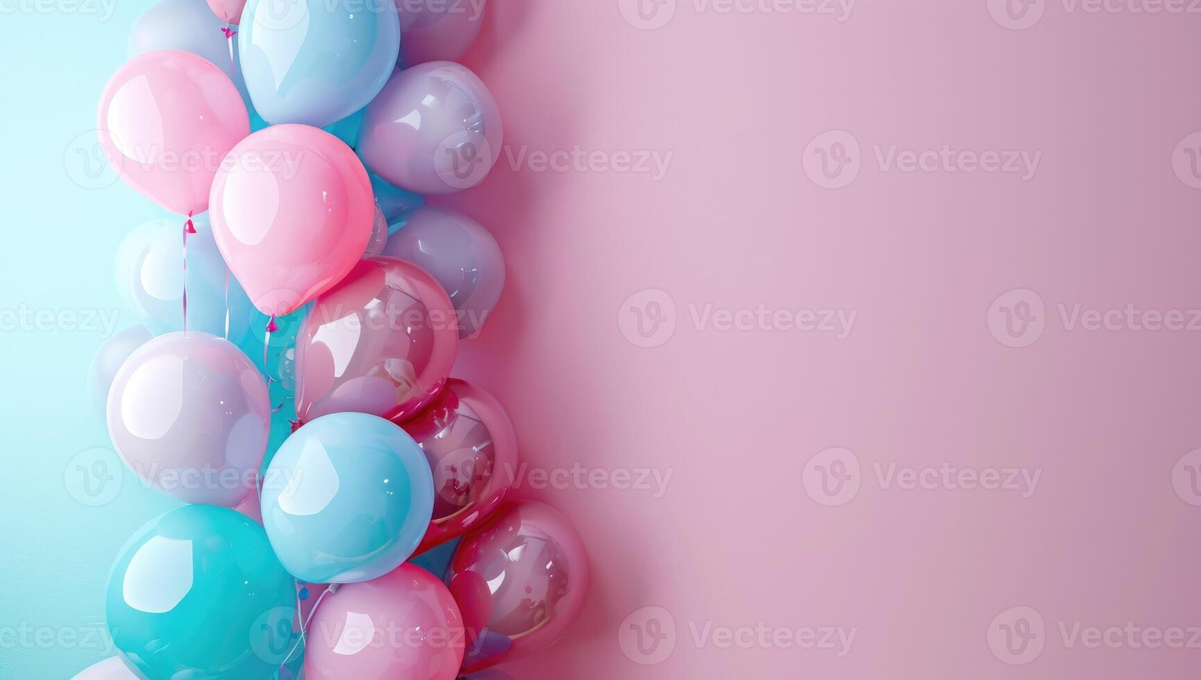 ai gegenereerd kleurrijk ballonnen Aan pastel achtergrond met kopiëren ruimte voor tekst foto