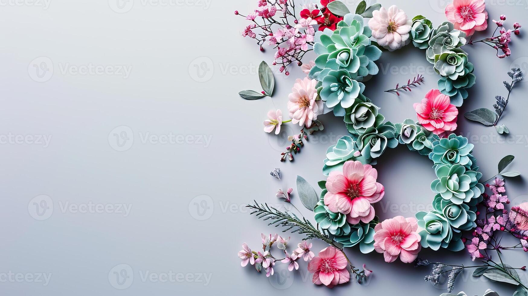 ai gegenereerd creatief 8 van bloemen, vrouw dag concept foto