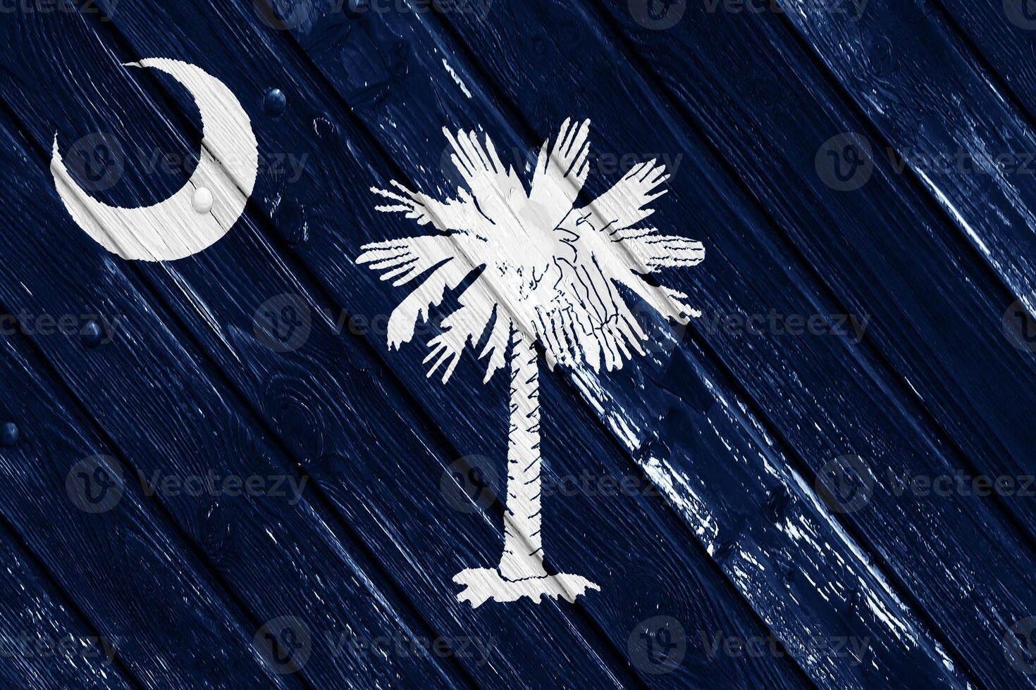 vlag van zuiden carolina Verenigde Staten van Amerika staat Aan een getextureerde achtergrond. concept collage. foto