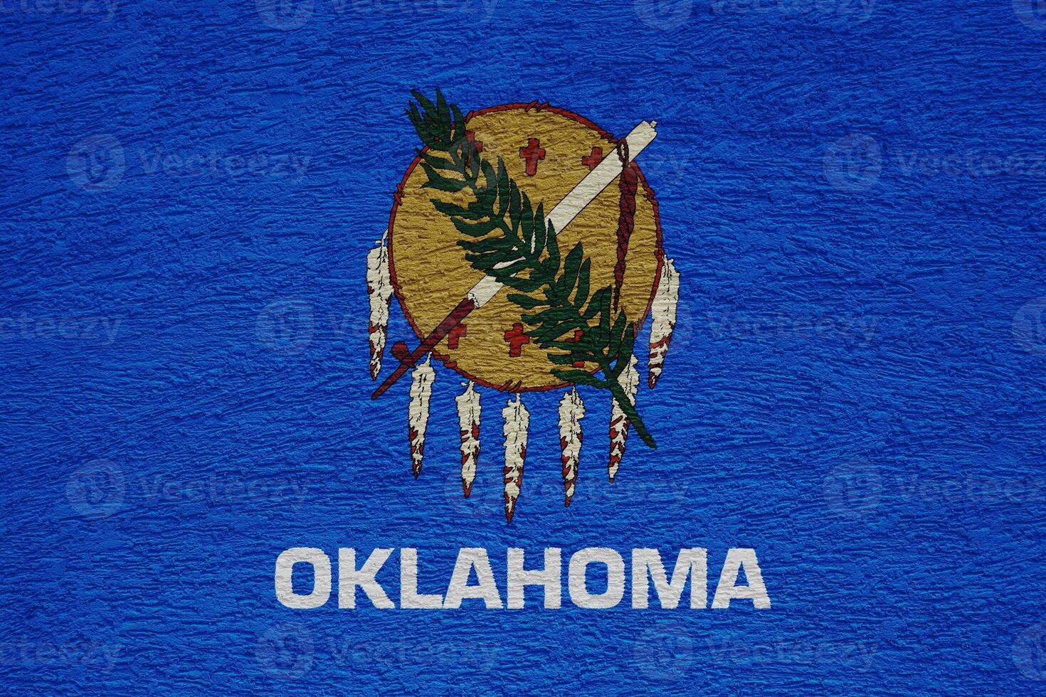 vlag van Oklahoma staat Verenigde Staten van Amerika Aan een getextureerde achtergrond. concept collage. foto