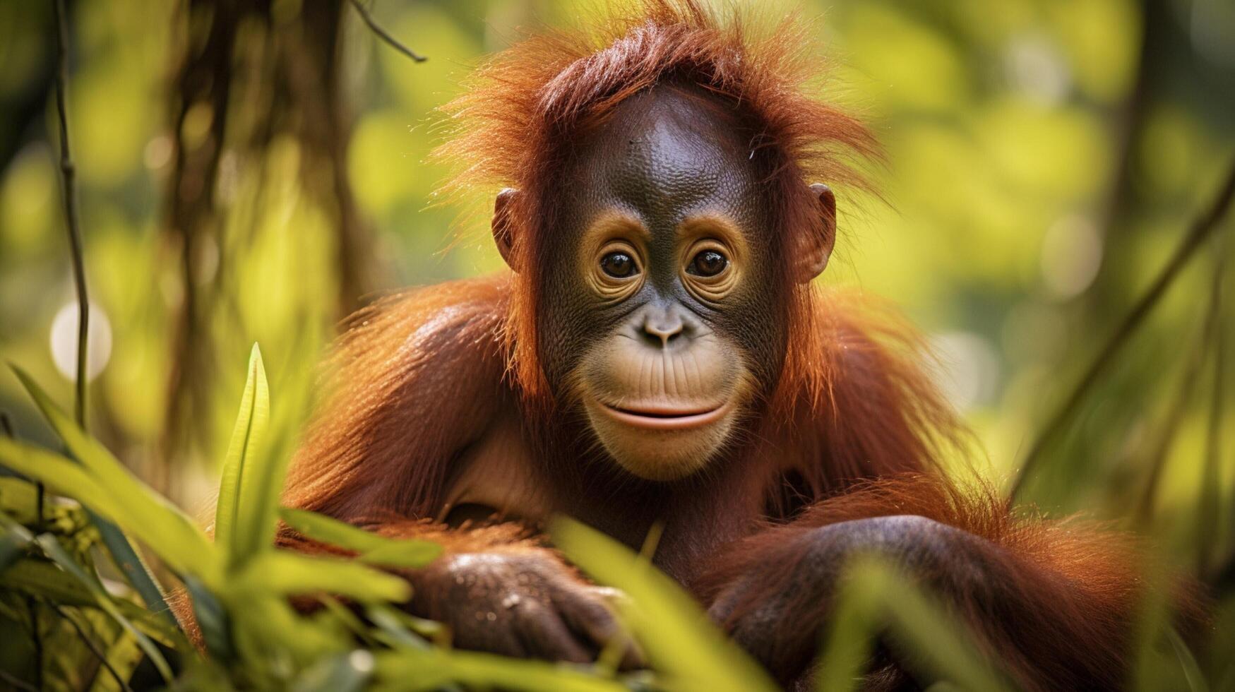 ai gegenereerd orangoetan hoog kwaliteit beeld foto