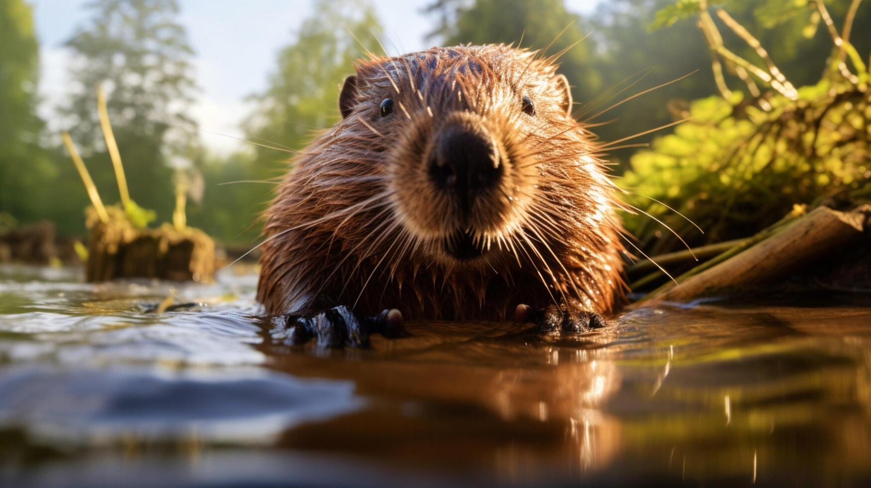 ai gegenereerd bever hoog kwaliteit beeld foto