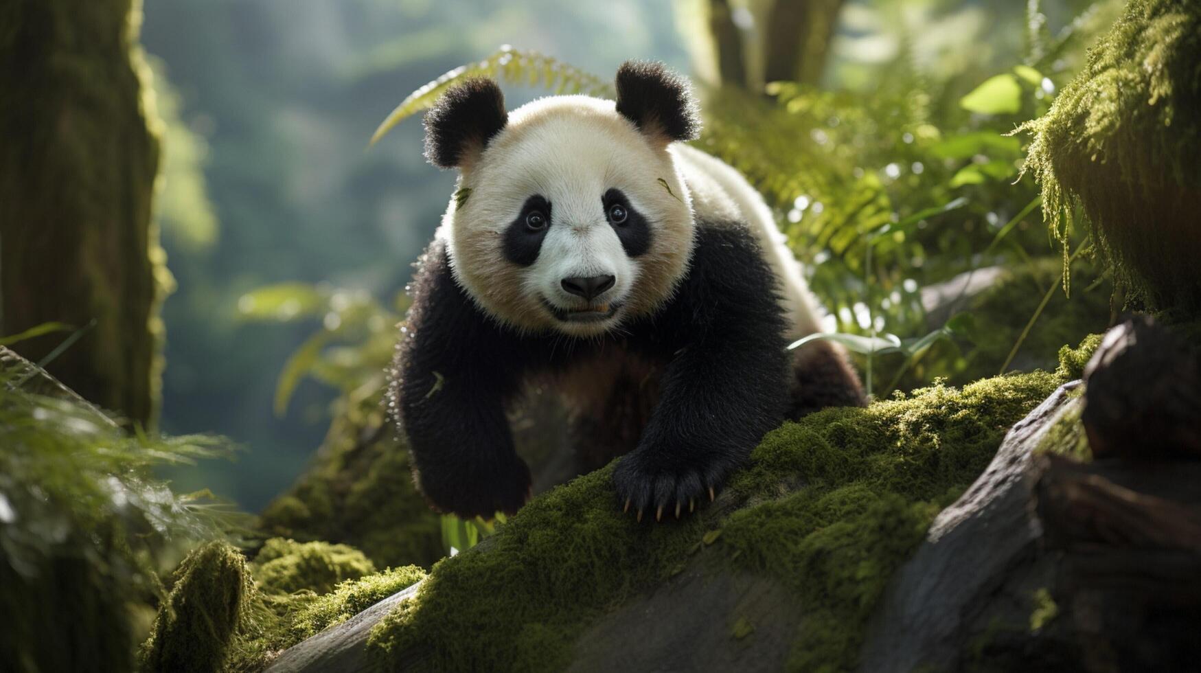 ai gegenereerd reusachtig panda hoog kwaliteit beeld foto