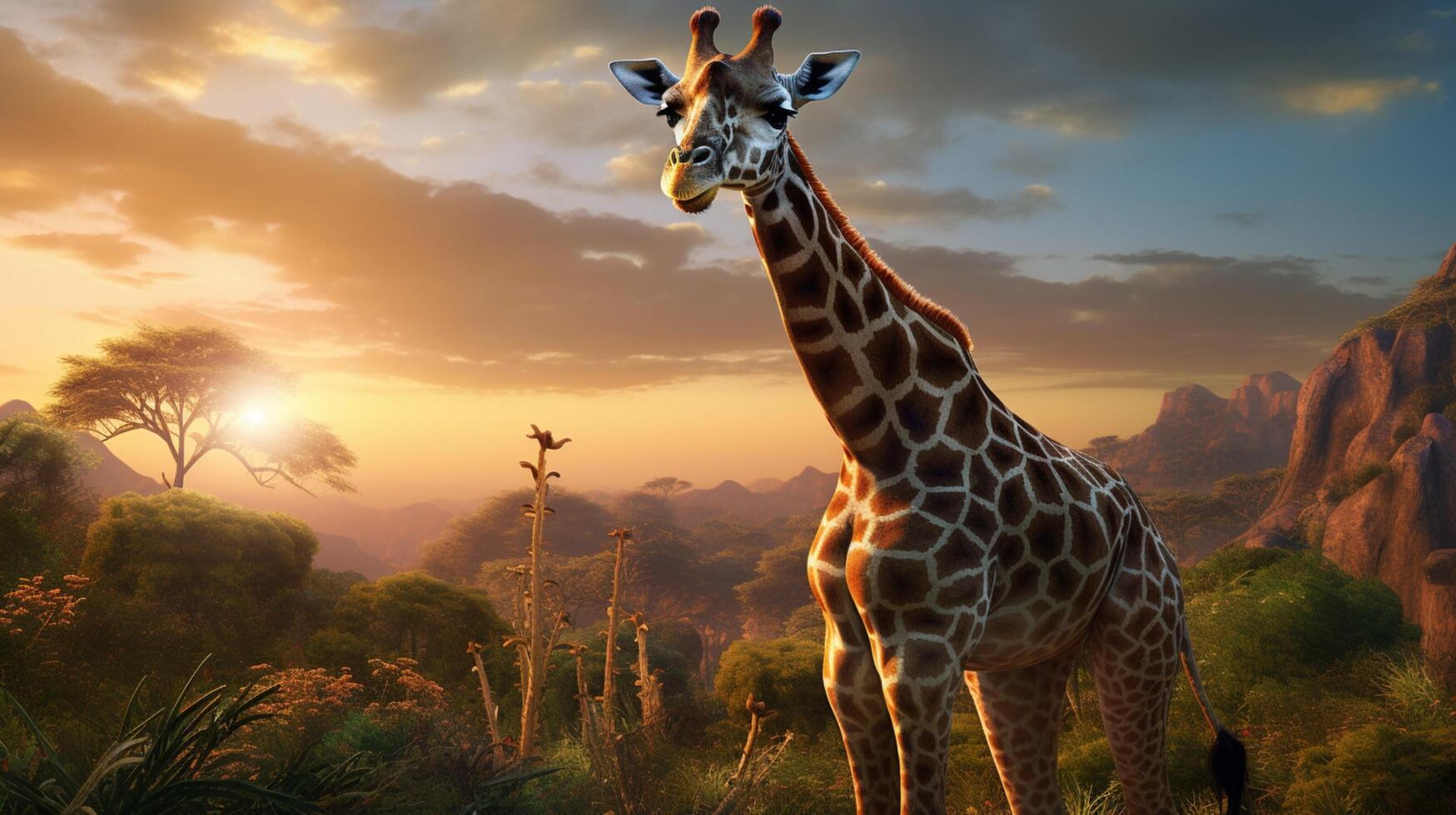 ai gegenereerd giraffe hoog kwaliteit beeld foto