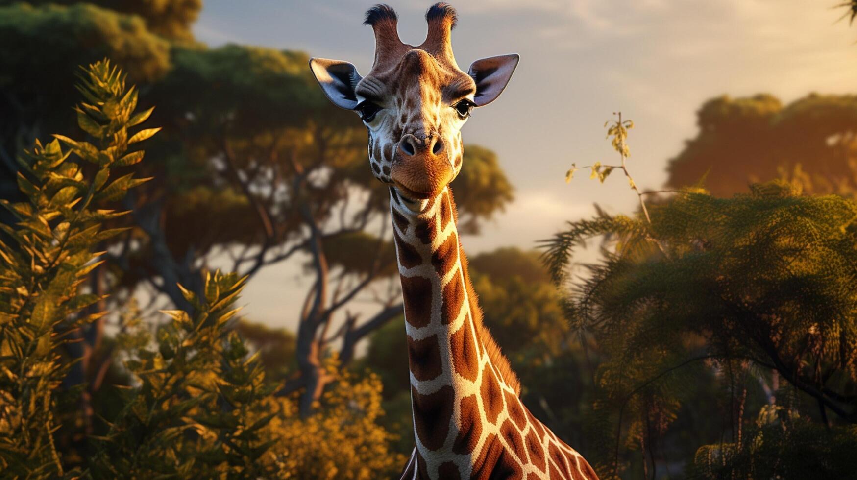 ai gegenereerd giraffe hoog kwaliteit beeld foto