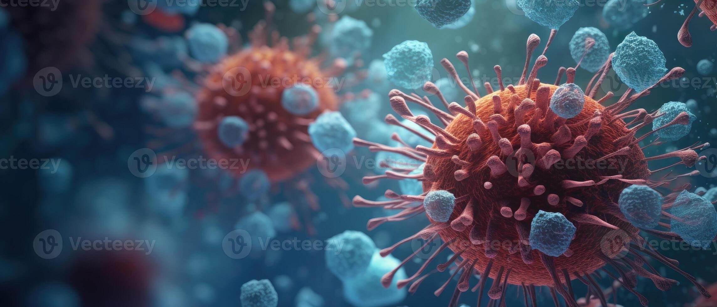 ai gegenereerd virus landen en besmetten menselijk en dier weefsels, een kritiek Gezondheid zorg, ai gegenereerd. foto