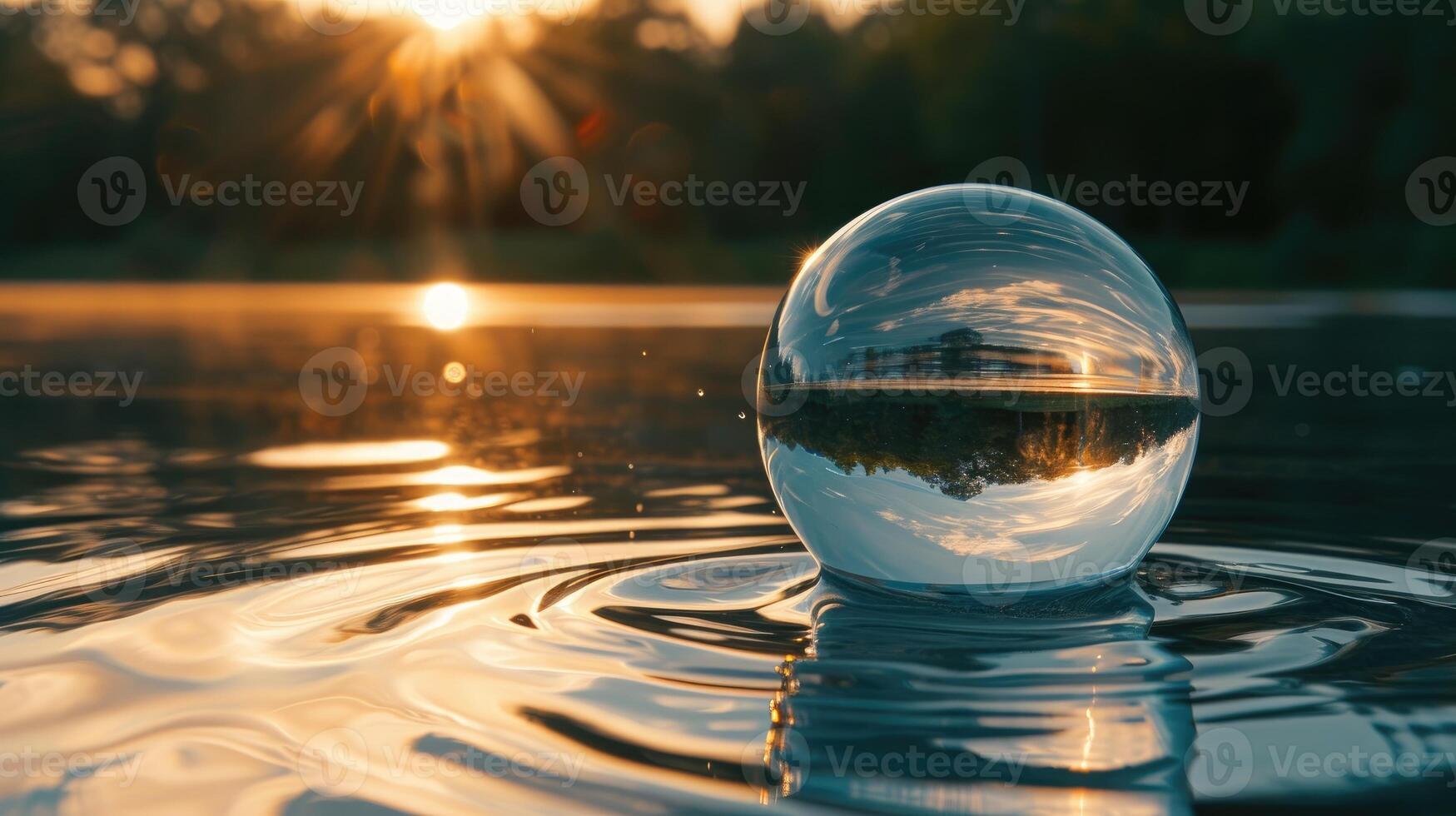 ai gegenereerd ervaring de kalmte van een glas bal klaar subtiel Aan de kalmte wateren, een moment van zuiver kalmte. ai gegenereerd. foto