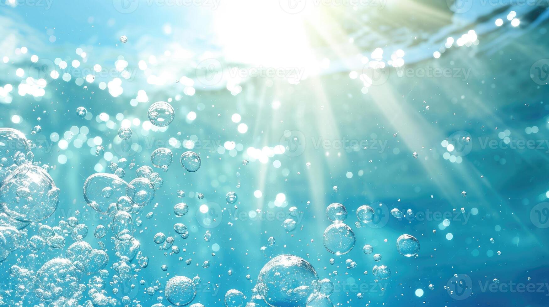 ai gegenereerd zomer versheid gevangen genomen in bubbels dansen Aan zonovergoten water tegen een blauw lucht. ai gegenereerd foto