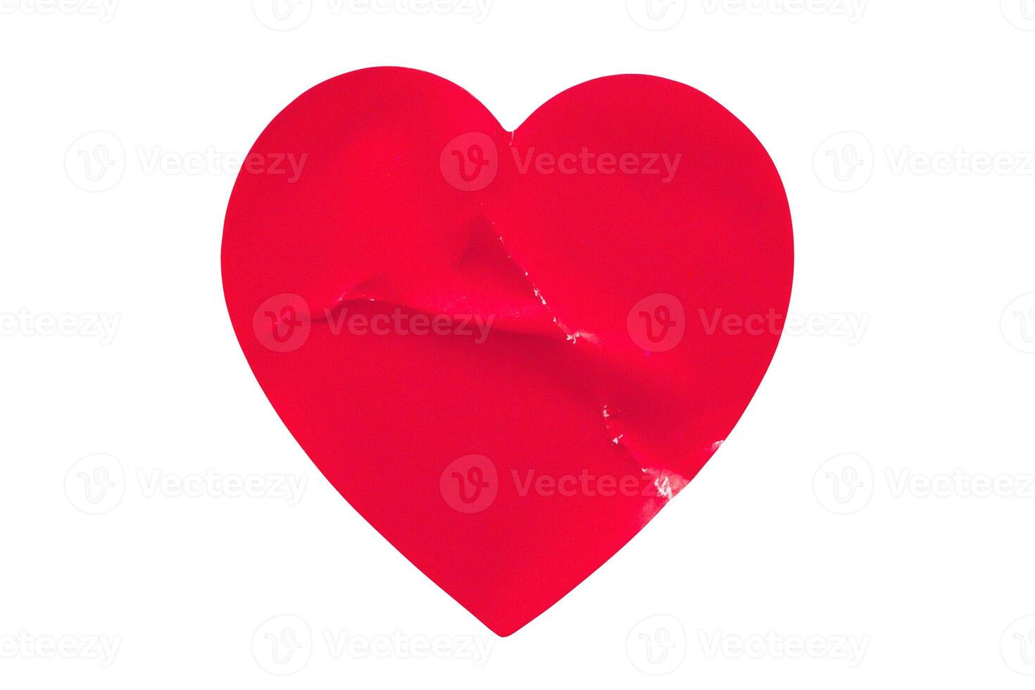 rood kleur hart vorm sticker geïsoleerd Aan wit achtergrond foto