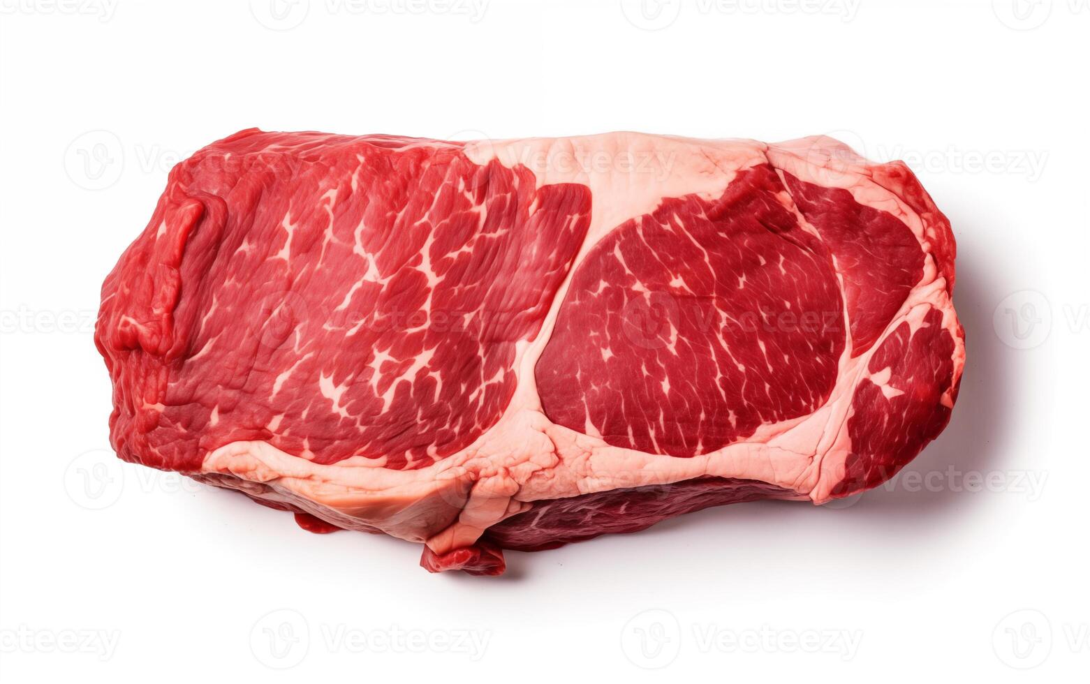 ai gegenereerd vlees koe klaar met groente voor Koken geïsoleerd Aan wit achtergrond foto