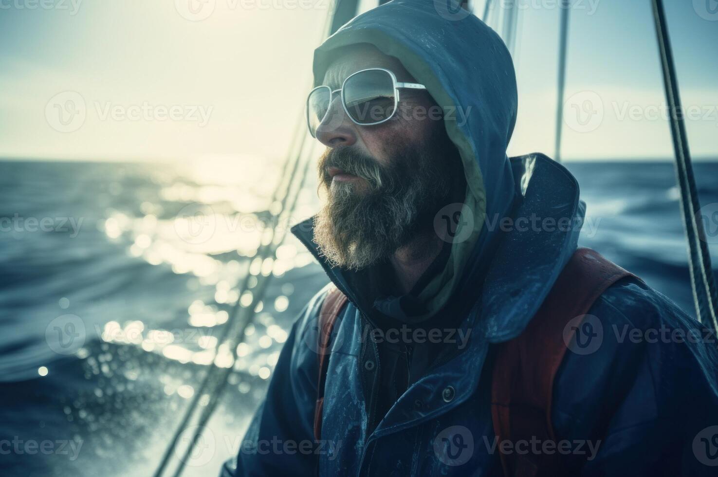 ai gegenereerd matroos overleving in de midden- van oceaan. genereren ai foto