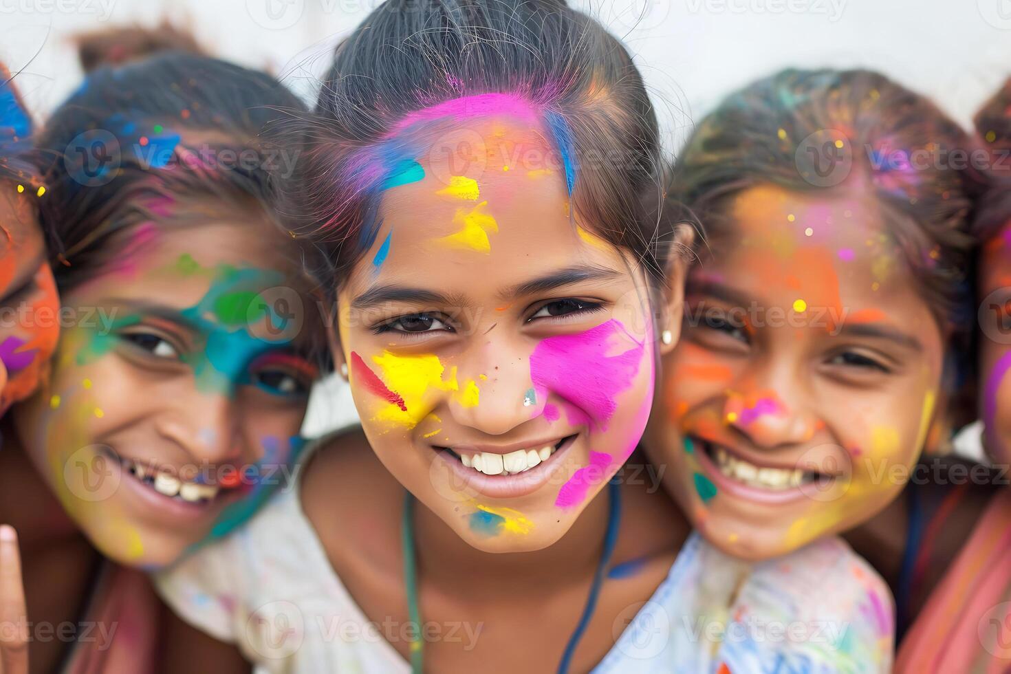 ai gegenereerd kinderen vieren holi festival foto