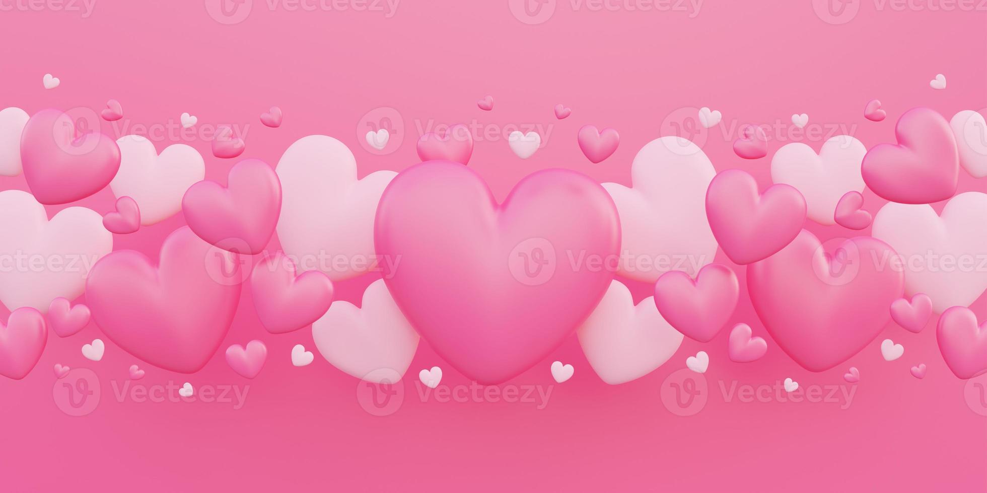 Valentijnsdag, liefdesconcept, kleurrijke 3d hartvorm overlap achtergrond foto