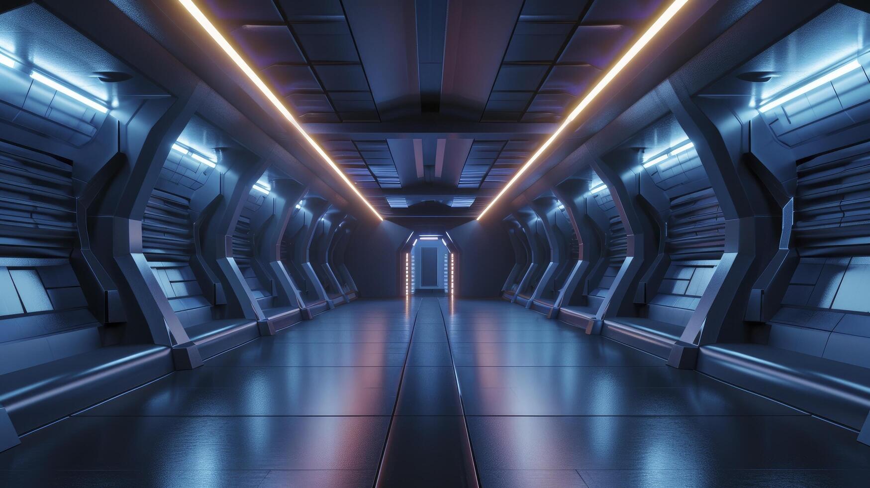 ai gegenereerd renderen van een futuristische tunnel foto