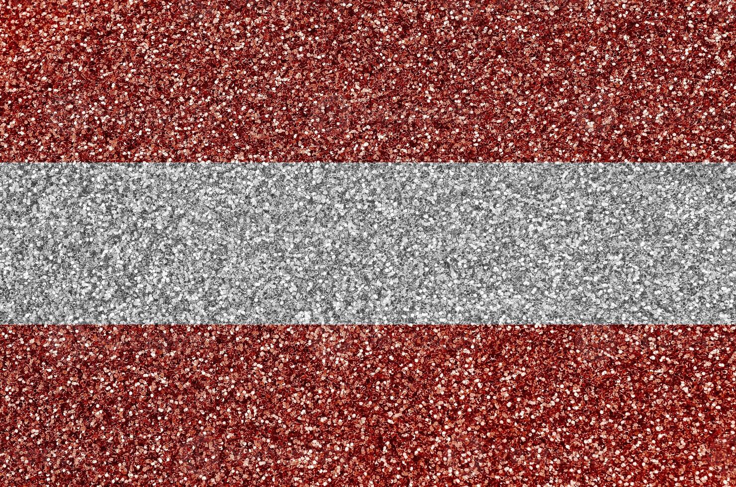 Oostenrijk vlag afgebeeld Aan veel klein glimmend pailletten. kleurrijk festival achtergrond voor partij foto