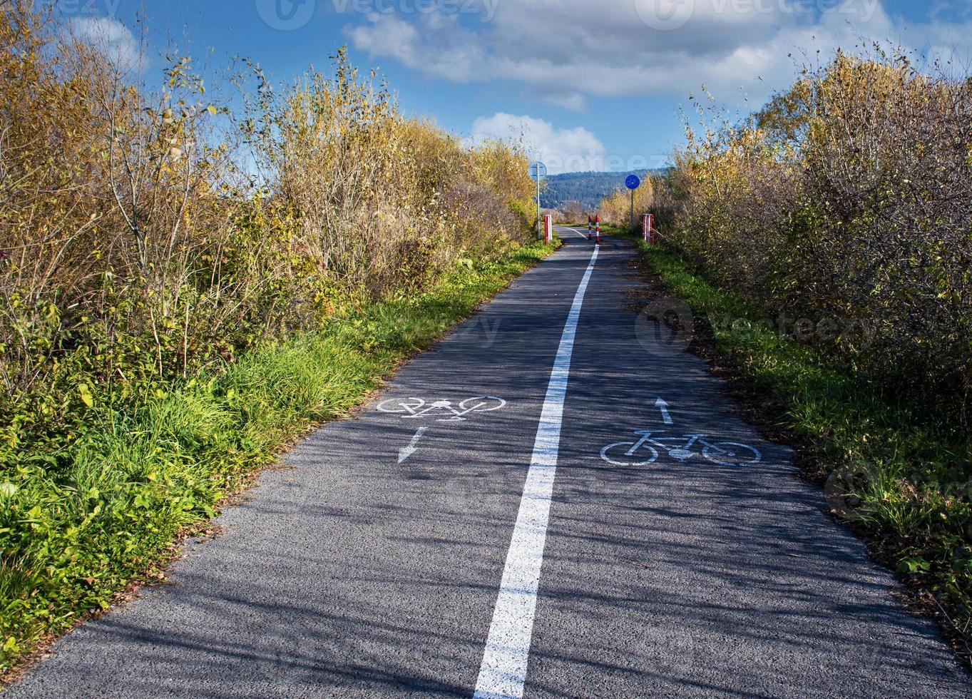 herfstlandschap op een fietspad foto