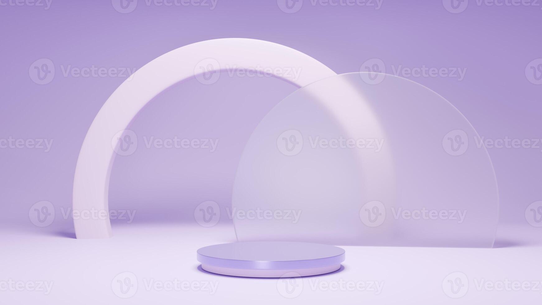 3d renderen Purper achtergrond met podium abstract glas foto