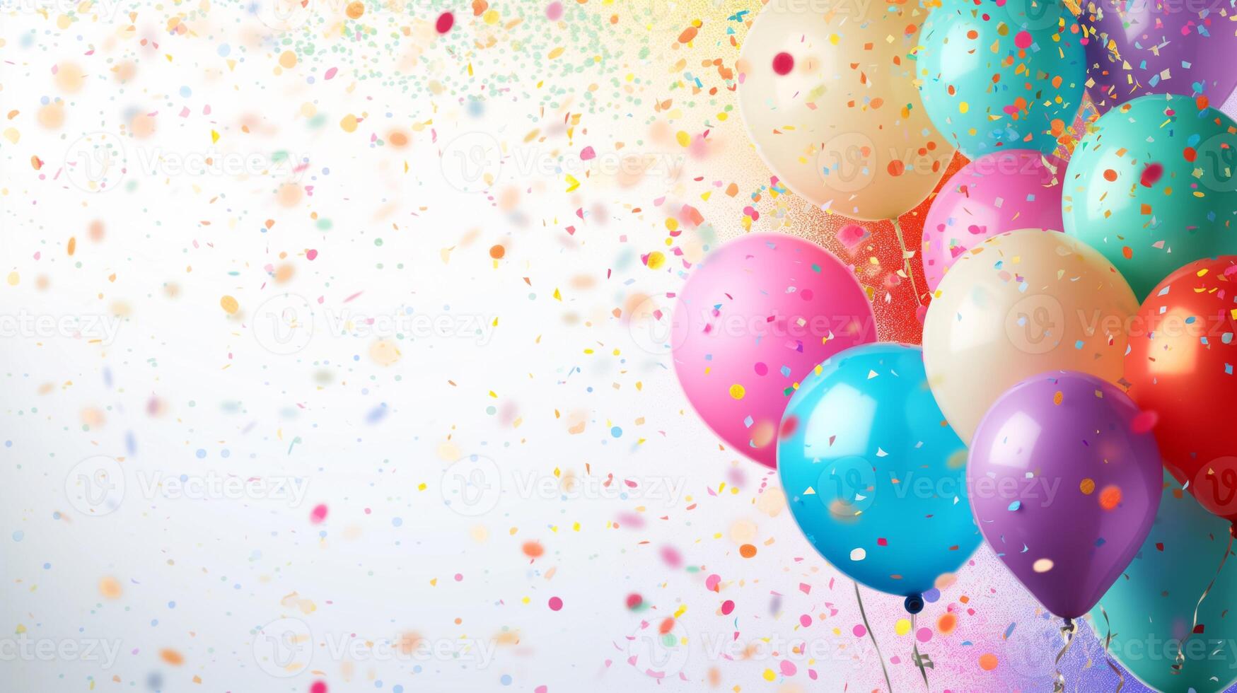 ai gegenereerd feestelijk viering met ballonnen en confetti foto