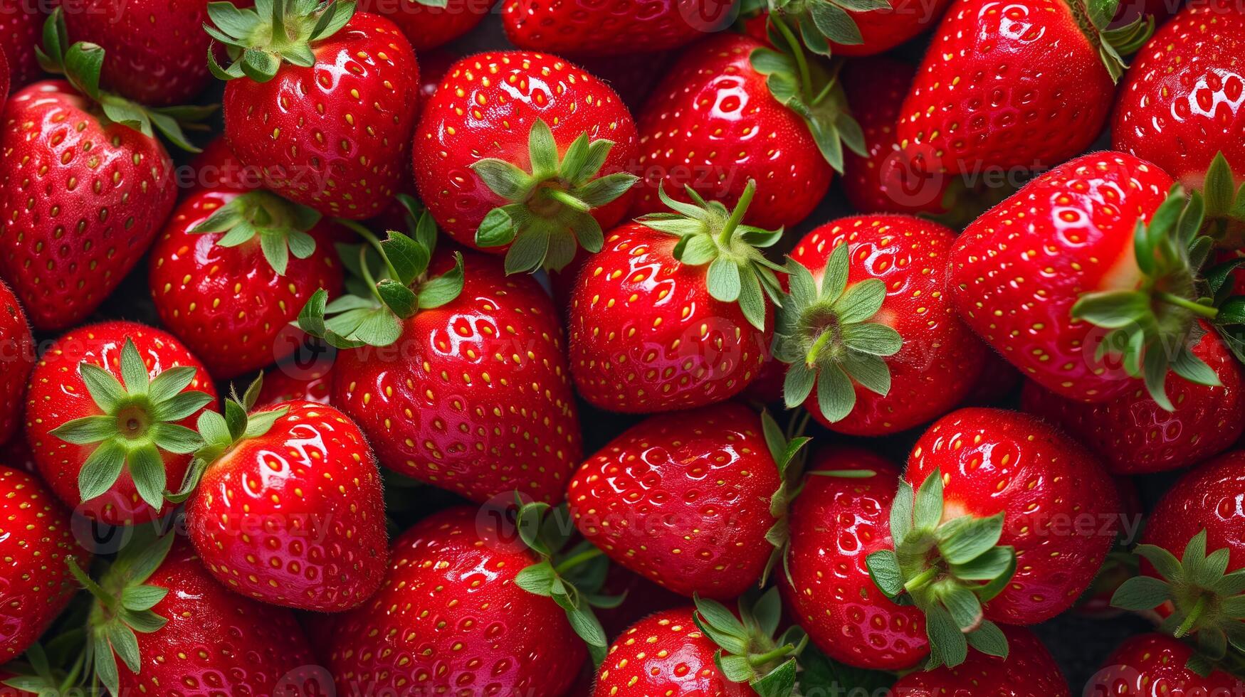 ai gegenereerd vers rijp aardbeien met groen bladeren foto