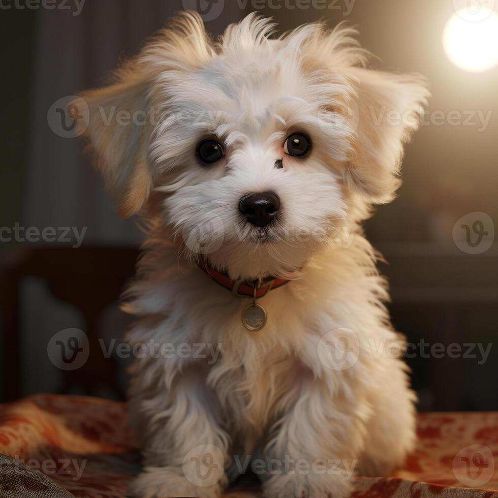 ai gegenereerd foto realistisch schattig pup, foto van huisdier hond