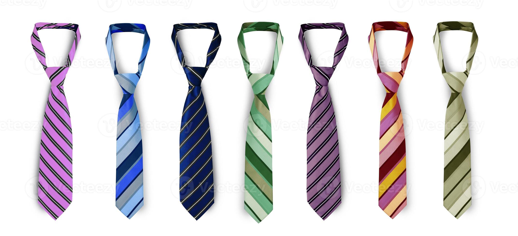 vastgebonden stropdassen in verschillend kleuren, Mannen gestreept banden foto
