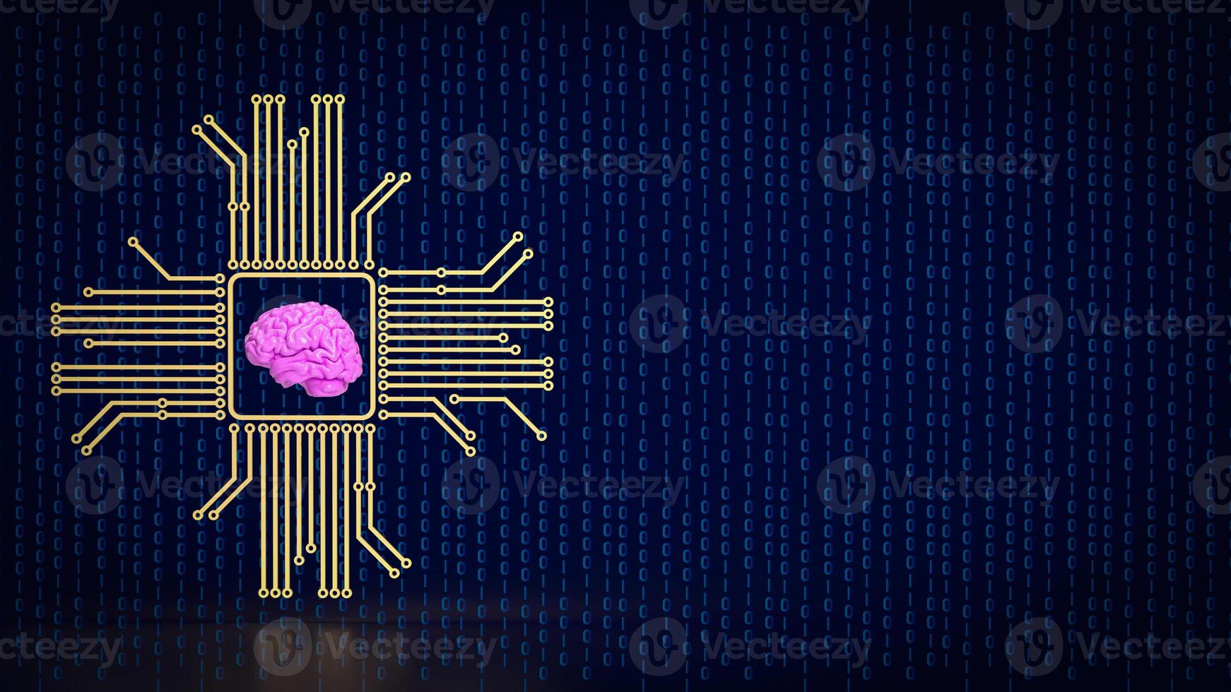 de hersenen en het apparaatje voor ai of machine aan het leren concept 3d weergave. foto