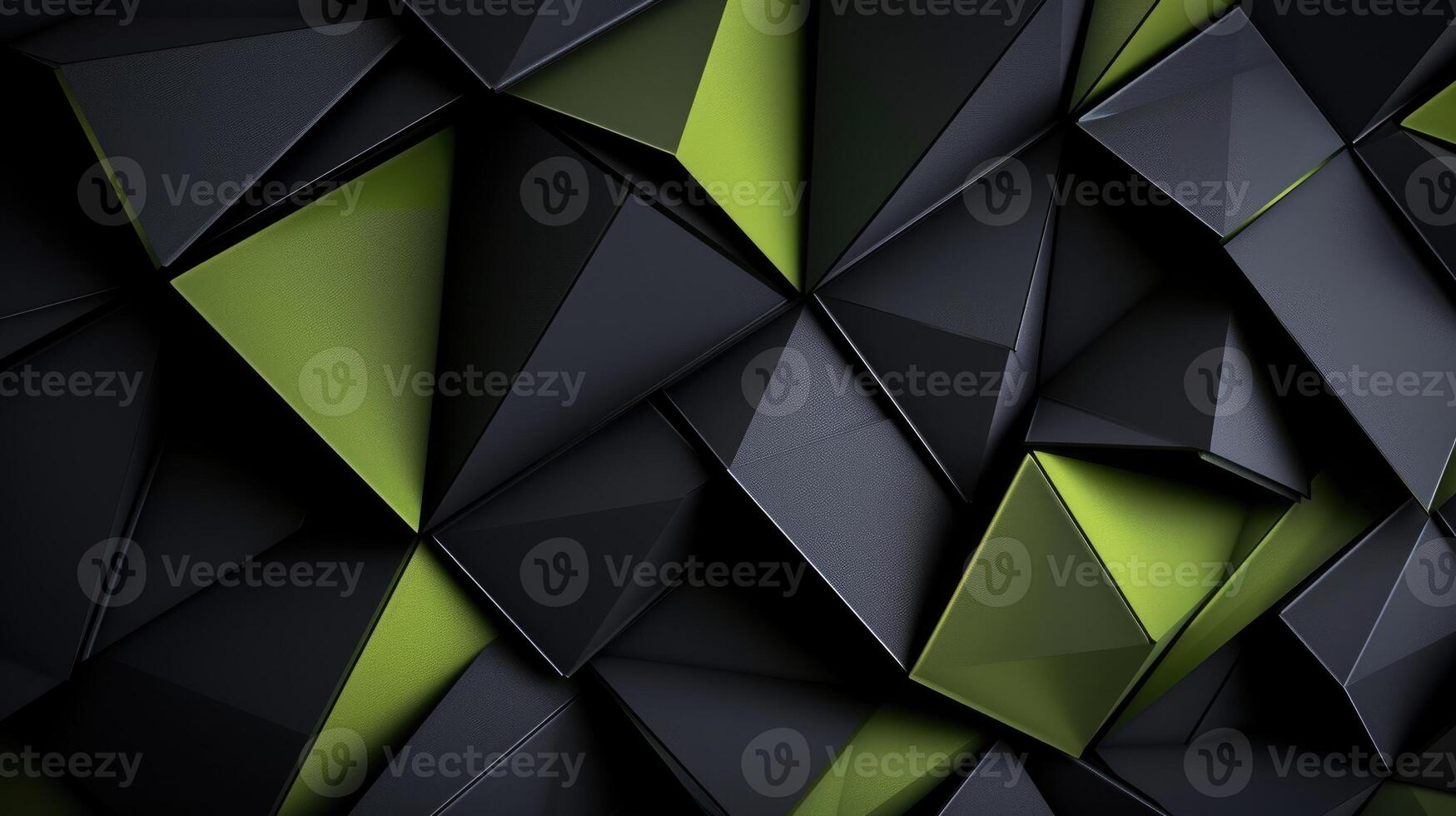 ai gegenereerd dynamisch zwart en groen meetkundig patronen in elkaar verstrengelen, vormen een visueel innemend achtergrond, ai gegenereerd. foto