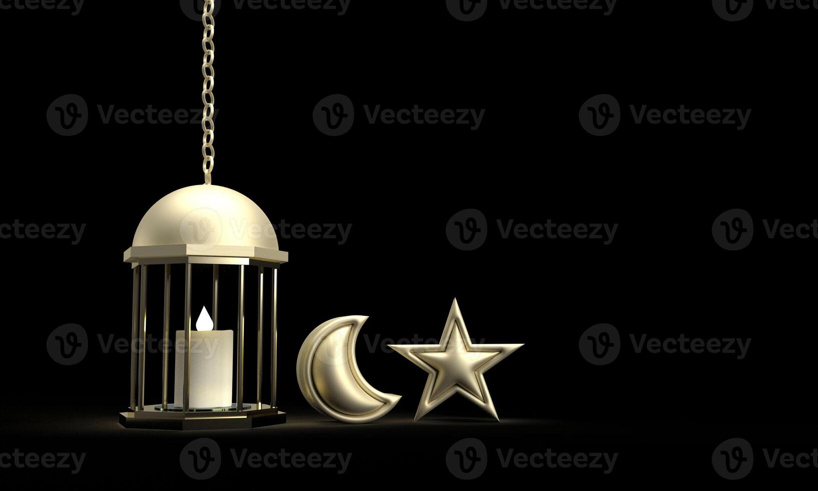licht lamp gloeilamp maan ster vorm keten gouden geel oranje symbool decoratie ornament Ramadan ramadan kareem mubarak Islamitisch moslim platform Product religie cilinder viering kopiëren ruimte zwart foto