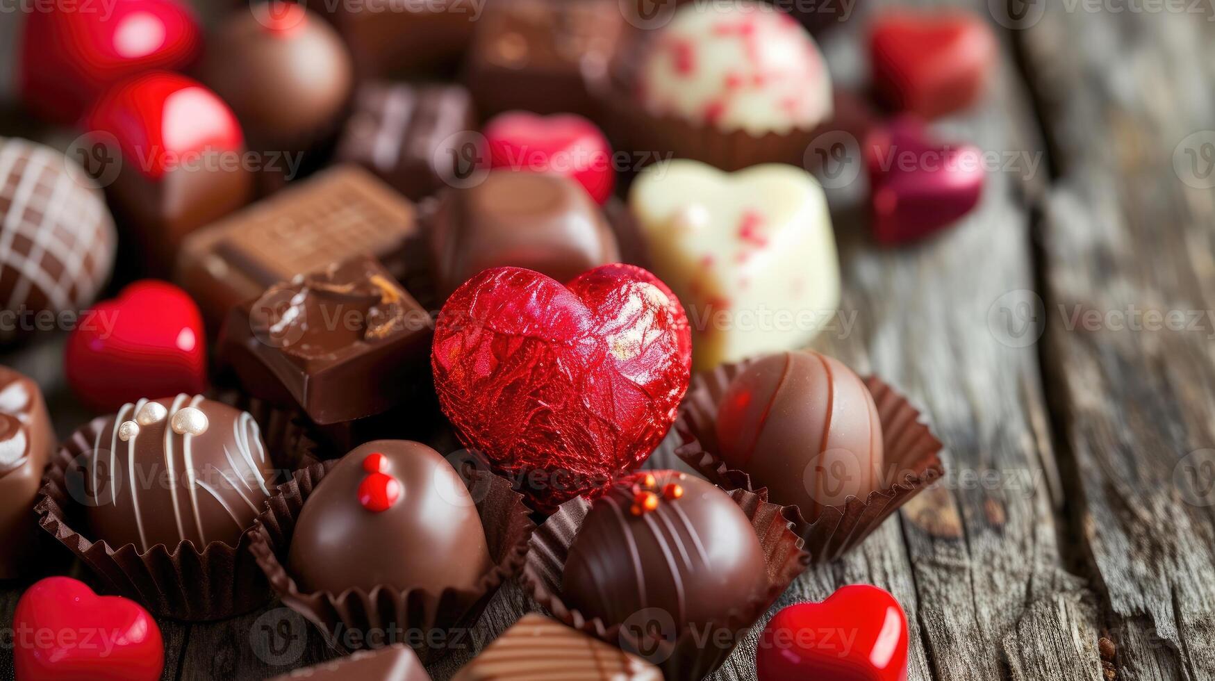 ai gegenereerd een afbeelding van heerlijk en zoet chocolaatjes, perfect voor Valentijnsdag dag, ai gegenereerd. foto
